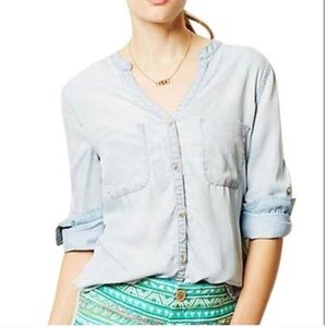 Holding Horses Embroidered Chambray Button-down